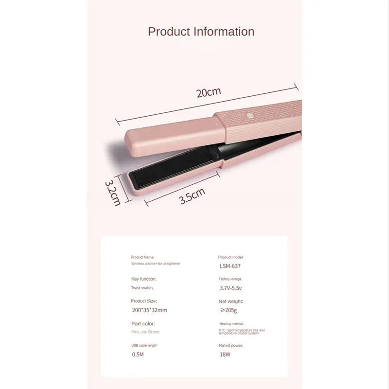 G.H.P Portable Wireless Hair Straightening & Curling Stick - Ultimate Styling Tool for Perfect Bangs