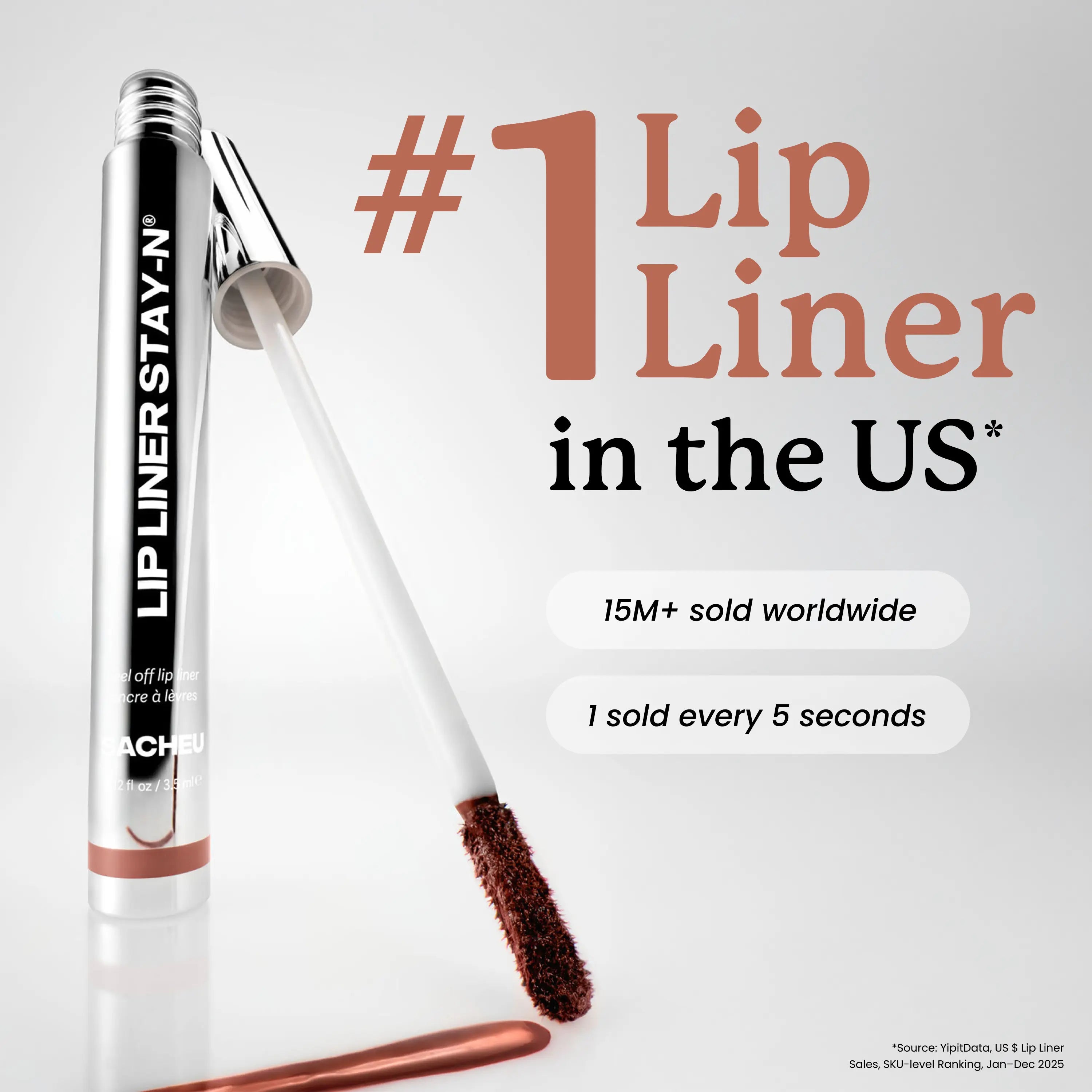 Sacheu Lip Liner STAY-N - Peel-Off Lip Liner Stain - All Day & Night Lip Liner with Hyaluronic Acid & Vitamin E - Long Lasting Formula - 0.12 Fl Oz / 3.5 Ml
