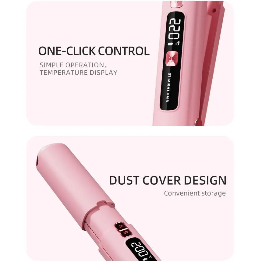 Wireless Hair Straightener, Cordless Straightener, Portable Hair Straightening Iron with Adjustable Temperature, Hair Styling Tool for Home & Travel